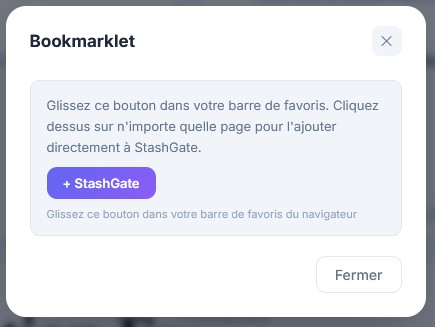 StashGate : Intégrez vos favoris très facilement et en un clic depuis votre navigateur