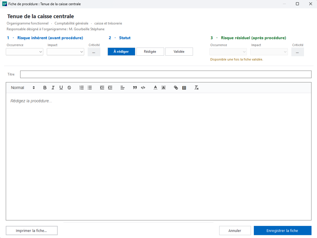 Gourbeille.net - Edition fiche de procédure pour contrôle interne financier en EPLE