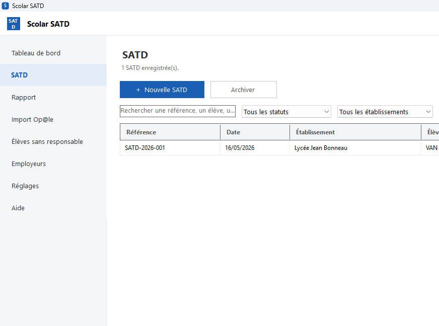 Scolar SATD - Le logiciel pour générer les SATD en EPLE